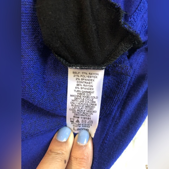 BLEU Women Blouse/ Tunic/ Sweater Color Blue & Black Sz L - Picture 7 of 8
